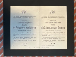 Rector Van Kath. Univ Leuven Verzoekt U Gebed Jonkheer Louis Ridder De Schaetzen Van Brienen *1886 Tongeren +1958 Leuven - Obituary Notices