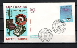 Tunisia 1976 Space, Telephone Centenary Stamp On FDC - Afrique