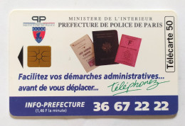 Télécarte France - Préfecture De Police De Paris - Sin Clasificación