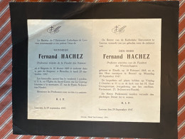 Rector Kath Univ Leuven Verzoekt Gebed Heer Fernand Hachez Professor Faculteit Wetenschappen  *1865 Zinnik +1947 Brussel - Obituary Notices