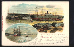 Lithographie Hamburg, Passagierschiff Pensylvania Im Baakenhafen  - Paquebots