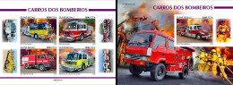 Guinea Bissau 2023, Fire Engine, 4val In BF +BF IMPERFORATED - Feuerwehr