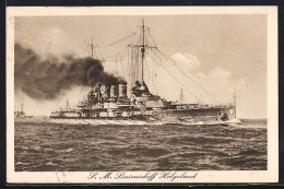AK Linienschiff SMS Helgoland Auf See  - Warships