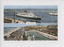 Dieppe Multivues N°2 Artaud - Ferrie Arromanches Rentrant Au Port, Plage Et Piscine Olympique Transport Bateau) - Dieppe