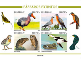 Guinea Bissau 2023, Animals, Extinct Birds, Owls, Dodo, Pigeon, Ducks, 4val In BF IMPERFORATED - Gufi E Civette