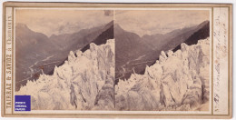 Chamonix Mont-Blanc / Crevasses & Vallée Photo Stéréoscopique 1865 Tairraz & Savioz Alpes Glacier Des Bossons C3-11 - Photos Stéréoscopiques