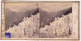 Chamonix Mont-Blanc / Crevasses & Vallée Photo Stéréoscopique 1865 Tairraz & Savioz Alpes Glacier Des Bossons C3-11 - Stereoscopio