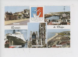 Dieppe Souvenir Multivues Cp Vierge N°110 Artaud- Ferrie Le Liseux Château Vue D'ensemble Esplanade Blason Robert Louis - Dieppe