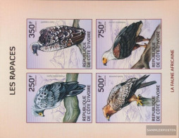 The Ivory Coast 1554-1557B Sheetlet (complete Issue) Ungezähnte Stamps Unmounted Mint / Never Hinged 2014 Birds Of Prey - Côte D'Ivoire (1960-...)