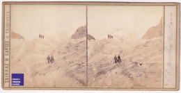 Chamonix / Mont-Blanc Des Dames Photo Stéréoscopique 1865 Tairraz & Savioz Alpes Glacier Alpiniste Alpinisme C3-20 - Stereoscopio