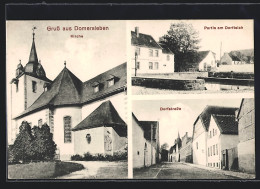 AK Domersleben, Dorfstrasse, Dorfteich-Partie, Kirche  - Other & Unclassified