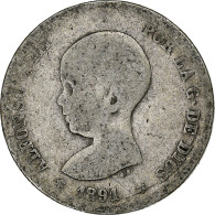 Espagne, Alfonso XIII, Peseta, 1891, Madrid, Argent, B+, KM:691 - Eerste Muntslagen