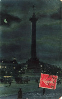 FRANCE - Paris La Nuit - Colonne De Juillet - Vue Sur La Place De La Bastille - Animé - Carte Postale Ancienne - Paris La Nuit