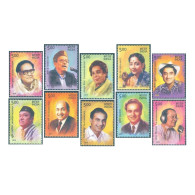 INDIA 2016 LEGENDARY SINGERS OF INDIA COMPLETE SET OF 10V STAMP MNH - Nuevos