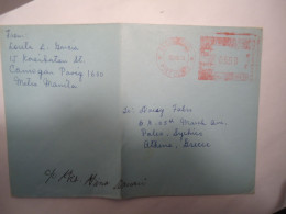 PHILIPPINES  MANILA COVER MACHINE STAMPS  1988 POSTED GREECE - Filipinas