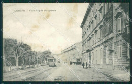 Livorno Città Viale Regina Margherita PIEGA Postcard Cartolina KF3344 - Livorno