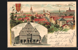 Lithographie Paderborn, Rathausplatz, Panorama  - Paderborn