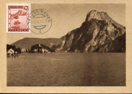 X0112 Austria, Maximum 1947 5.V.1947 Traunkirchen, The Mountain On The Lake, Traunstein - Maximumkaarten