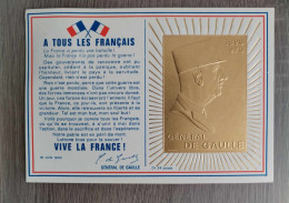 Feuillets Appel Général De Gaulle : Série Complète Des 3 Oblitérations : Image En Or 24 Carats - Souvenir Blocks & Sheetlets