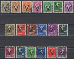 Norway - Definitives - Set Of 19 - Mi 237Y~256Y - 1941 - Gebruikt