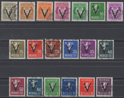 Norway - Definitives - Set Of 19 - Mi 237Y~256Y - 1941 - Usados