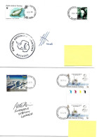 PO - 68 - 4 Enveloppes Stations Antarctiques Britanniques - Cachets Illustrés Et Signatures - Storia Postale