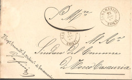 Abbruzi 1867 Italia, Brief Von Caramanico "Capo Comando Il Ditarci" Nach Tocco Di Causaria über Napoli & Svalentino - Poststempel