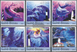 Guinea-Bissau 2782-2787 (complete. Issue) Unmounted Mint / Never Hinged 2004 Delfine And Lighthouses - Guinea-Bissau