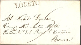 Loreto Marche 1855 Italia, Brief Nach Roma - Romagne