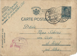 ROMANIA 1942 POSTCARD, MILITARY CENSORED, OPM 135, POSTCARD STATIONERY - Lettres 2ème Guerre Mondiale