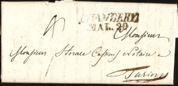 Italy 1834 Full Letter From French Chambery ( Italian Period) - 2-line Marking - To Torino - ...-1850 Préphilatélie