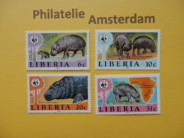 Liberia 1984, WWF FAUNA PYGMY HIPPOPOTAMUS DWERGNIJLPAARD: Mi 1315-18, ** - Unused Stamps