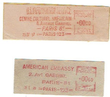 USA - 2 EMA American Embassy & US Information Service 1949 &1957   (1078) - EMA (Print Machine)