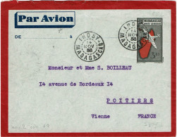 CTN85E - MADAGASCAR ENVELOPPE PAEN2 IHOSY / POITIERS 14/11/1938 - Brieven En Documenten