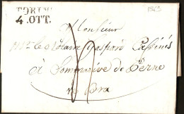 Italy 1843 Turin Full Letter With 2-line Marking Torino / 4 Ott. - 1. ...-1850 Prefilatelia