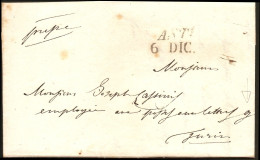 Italy 1843 Asti 2-line Marking - Full Letter To Torino - ...-1850 Préphilatélie
