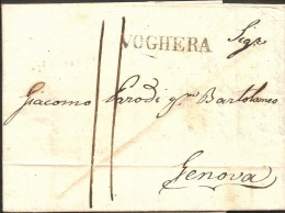 Italy 1826 Dateline Venetia To Genova With Line Marking VOGHERA Lombardian-Sardinian Exchange - Full Prepaid Letter - 1. ...-1850 Vorphilatelie