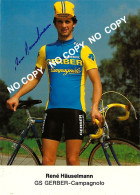 CARTE CYCLISME  RENE HAUSELMAN SIGNEE TEAM GERBER 1983 - Wielrennen