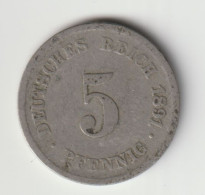 DEUTSCHES REICH 1891 F: 5 Pfennig, KM 11 - 5 Pfennig