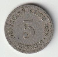 DEUTSCHES REICH 1892 A: 5 Pfennig, KM 11 - 5 Pfennig