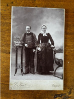 Brest * Photo CDV Cabinet Photographe J. INIZAN + PUB Illustrée Magasin Rue De Paris * Homme Femme Coiffe Costume - Brest