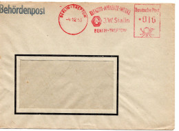63945 - DDR - 1953 - 16Pfg AbsFreistpl BERLIN - ELEKTRO-APPARATE-WERKE J.W.STALIN ... A OrtsFensterBf - Covers & Documents