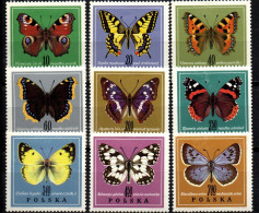 Polen 1967 - Mi.Nr. 1797 - 1805 - Postfrisch MNH - Tiere Animals Schmetterlinge Butterflies - Vlinders