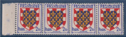 Touraine Armoiries De Provinces V N°902 Bande 4 Timbres Neufs Avec BdF - 1941-66 Armoiries Et Blasons