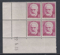 France N° 304 XX Cinquantenaire Mort De Victor Hugo En Boc De 4 Coin Daté Du  22 . 5 . 35, Sans Charnière , TB - 1930-1939