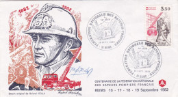 M1  LETTRE FEDERATION NATIONALE DES SAPEURS POMPIERS 1982 REIMS 1982 - Commemorative Postmarks