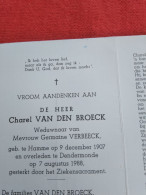 Doodsprentje Charel Van Den Broeck / Hamme 9/12/1907 Dendermonde 7/8/1998 ( Germaine Verbeeck ) - Religión & Esoterismo