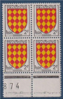 Angoûmois Armoiries De Provinces VII N°1003 Bloc De 4 Timbres Neufs Avec Bas De Feuille - 1941-66 Escudos Y Blasones
