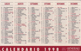 Calendarietto - Generali - Assicurazioni - Anno  1998 - Tamaño Pequeño : 1991-00