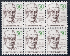 Czechoslovakia 1989 Block Of Six Stamps To Celebrate Birth Anniversaries In Unmounted Mint - Neufs